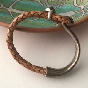 Vintage braided leather and metal bracelet